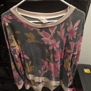 Sew In Love Floral Sweater - Pink, Yellow, and Gray